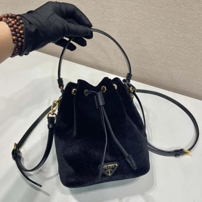 Prada Women Velvet Mini-bag with Nappa Leather Details 1BE067 - 图片 4