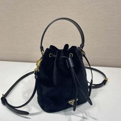 Prada Women Velvet Mini-bag with Nappa Leather Details 1BE067 - 图片 5
