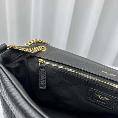 Saint Laurent YSL Women Calypso Large in Plunged Lambskin-Black 777399AACYT1000 - 图片 9