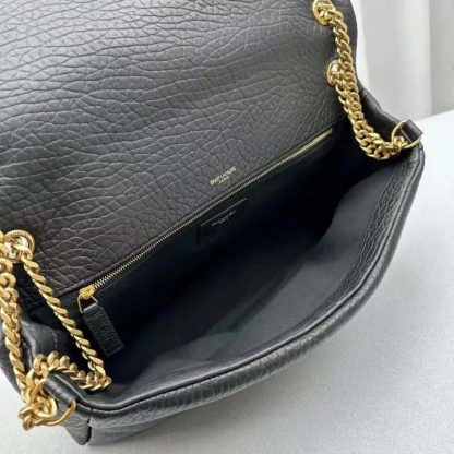 Saint Laurent YSL Women Calypso Large in Plunged Lambskin-Black 777399AACYT1000 - 图片 8