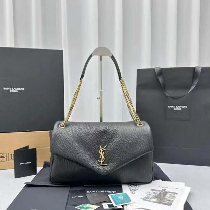 Saint Laurent YSL Women Calypso Large in Plunged Lambskin-Black 777399AACYT1000 - 图片 2