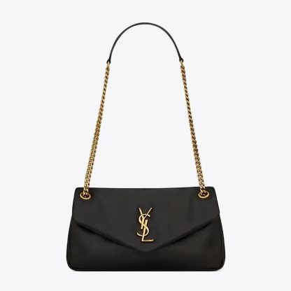 Saint Laurent YSL Women Calypso Large in Plunged Lambskin-Black 777399AACYT1000