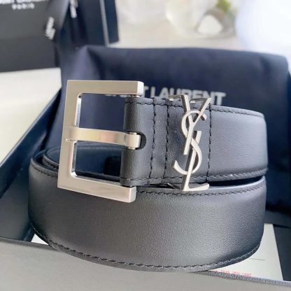 Saint Laurent YSL Women Cassandre Thin Belt with Square Buckle in Smooth Leather - 图片 3