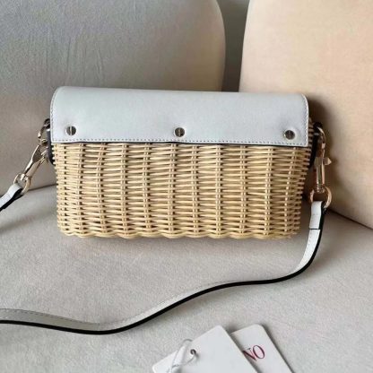 Valentino Women Garavani Locò VLOGO Flap Straw Shoulder Bag - 图片 3