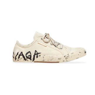 Balenciaga Unisex Paris Low Top Graffiti Sneaker in White