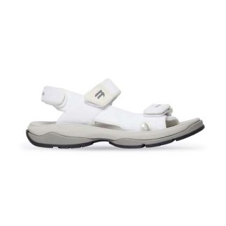 Balenciaga Unisex Tourist Sandal in White, Grey and Black  Technical Material