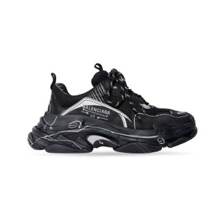 Balenciaga Unisex Triple S Sketch Sneaker in Black and White Double Foam and Mesh