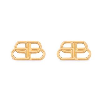 Balenciaga Women BB S Stud Earrings in Gold Brass