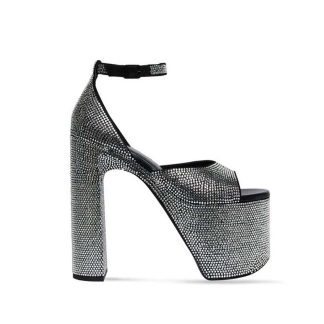 Balenciaga Women Camden 160mm Sandal with Rhinestones in Black