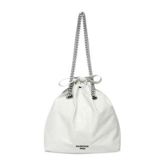 Balenciaga Women Crush Small Tote Bag in White Crushed Calfskin