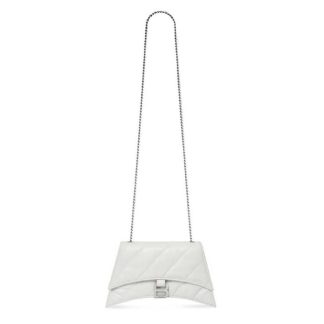 Balenciaga Women Crush XS Chain Bag Quilted in Optic White