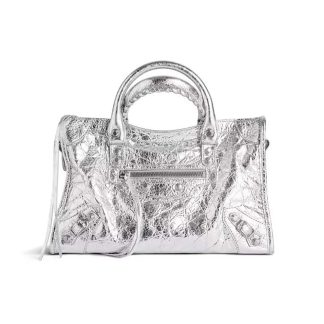 Balenciaga Women Le City Small Bag Metallized in Silver