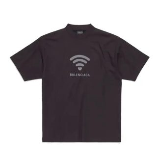 Balenciaga Women Lo_ve T-Shirt Medium Fit Black and Dark Grey Vintage Jersey