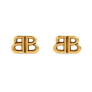 Balenciaga Women Monaco Stud S Earrings in Antique Gold