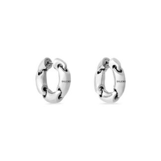Balenciaga Women Solid 2.0 Earrings in Silver Brass