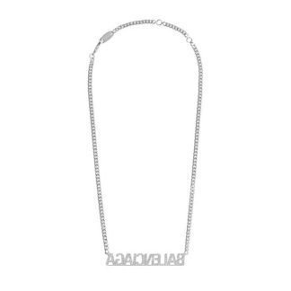 Balenciaga Women Typo Mirror Necklace in Shiny Silver