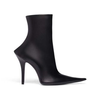 Balenciaga Women Witch 110mm Bootie in Black Shiny Soft Sheepskin