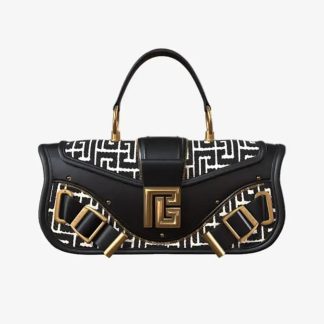 Balmain Women Blaze Clutch Bag in Leather with Balmain Jacquard Monogram BN1AE795TJGH