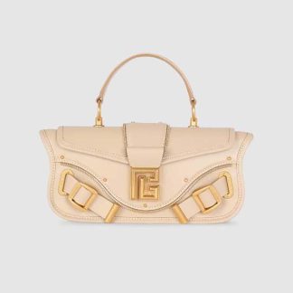 Balmain Women Blaze Clutch Bag in Smooth Leather-Beige