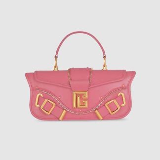 Balmain Women Blaze Clutch Bag in Smooth Leather-Pink
