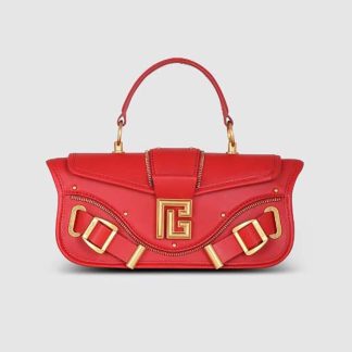 Balmain Women Blaze Clutch Bag in Smooth Leather-Red