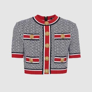 Balmain Women Jacquard Monogrammed Crop Top