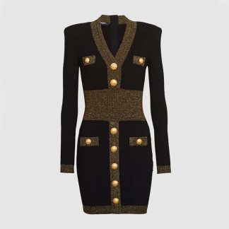 Balmain Women Scooped V-neckline Knit Dress