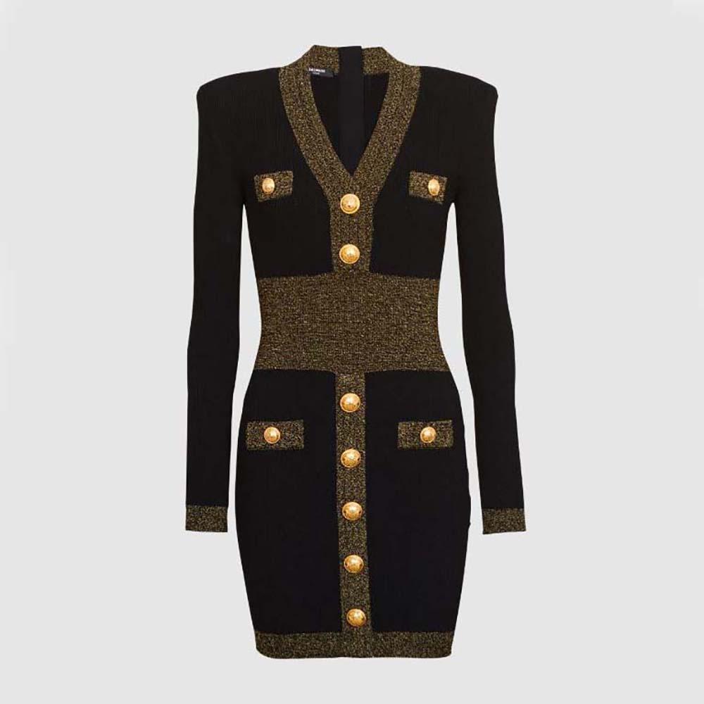 Balmain Women Scooped V-neckline Knit Dress