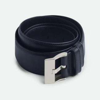 Bottega Veneta Unisex Smooth Calfskin Leather Belt-Navy 755155VALKO8838