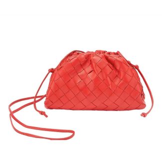 Bottega Veneta Women Mini Pouch Soft Voluminous Clutch in Supple Calf Leather-Red