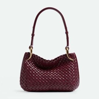 Bottega Veneta Women Small Clicker Shoulder Bag-Maroon