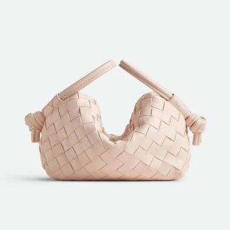Bottega Veneta Women Top Handle Loop in Intrecciato Leather-Pink