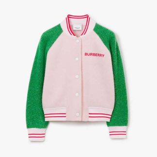 Burberry Girls' Wool Bomber Jacket-Pink