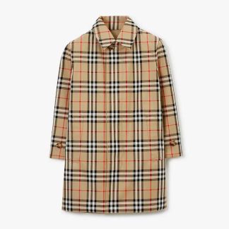 Burberry Kids' Check Cotton Gabardine Reversible Car Coat