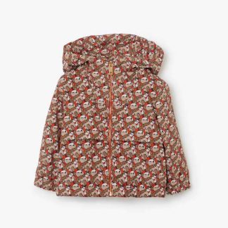 Burberry Kids' Thomas Bear Print Cotton Hooded Jacket