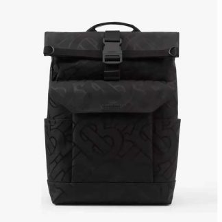 Burberry Men Orville Backpack with Raised Burberry Lettering at Front-Black