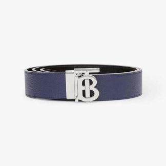 Burberry Men Reversible Leather TB Belt-Navy 80432461