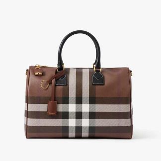 Burberry Women Check Medium Bowling Bag-Black