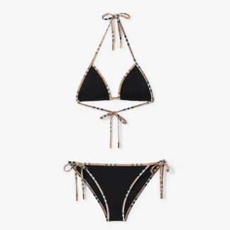 Burberry Women Check Trim Triangle Bikini-Black 80105821