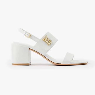 Burberry Women Monogram Motif Leather Sandals-White