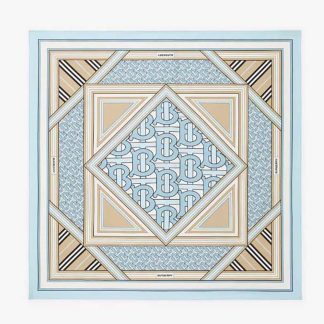 Burberry Women Montage Print Silk Square Scarf-Blue