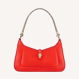 Bvlgari Women Serpenti Baia Small Shoulder Bag in Calf Leather-Orange