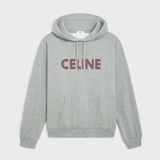 Celine Men Loose Hoodie in Cotton Fleece