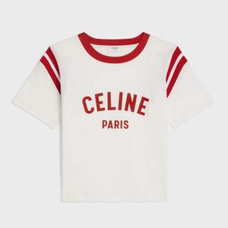 Celine Men Paris Boxy T-shirt in Cotton Jersey-Red
