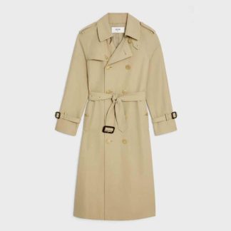 Celine Men Wiltern Trench Coat in Cotton Gabardine