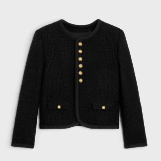 Celine Women Chasseur Jacket in Bouclette Natté-Black