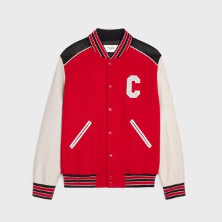 Celine Women Classic Teddy Jacket in Textured Wool-Red