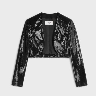 Celine Women Embroidered Bolero in Wool Gabardine