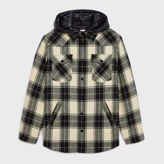 Celine Women Hooded Overshirt in Checked Wool