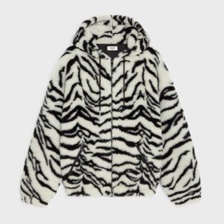 Celine Women Jacket in Tiger-print Fleece-White